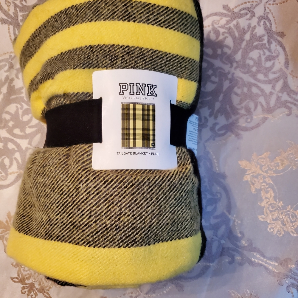 PINK- yellow plaid blanket